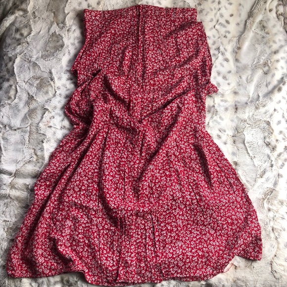 Vintage Blue Red & White Floral Maxi Skirt A Line 90’s Style Size 14 - Picture 7 of 7